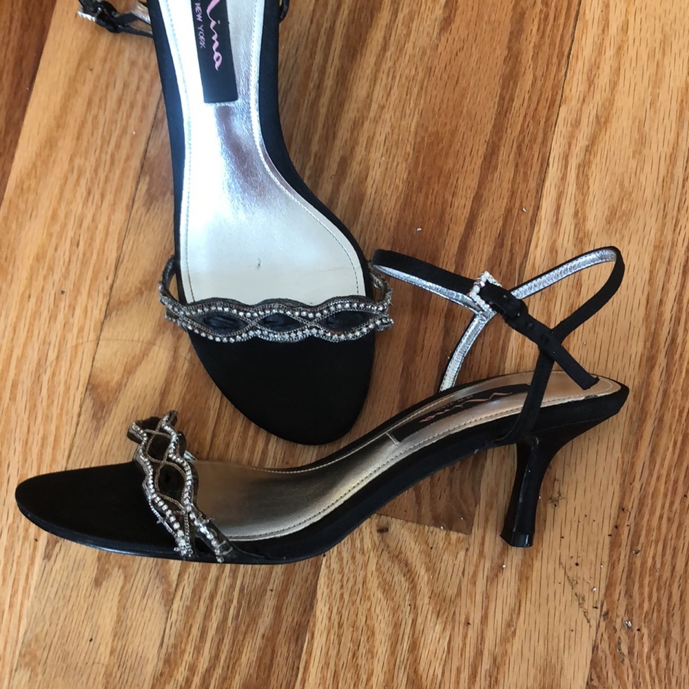 Silver and Black Mini Heels